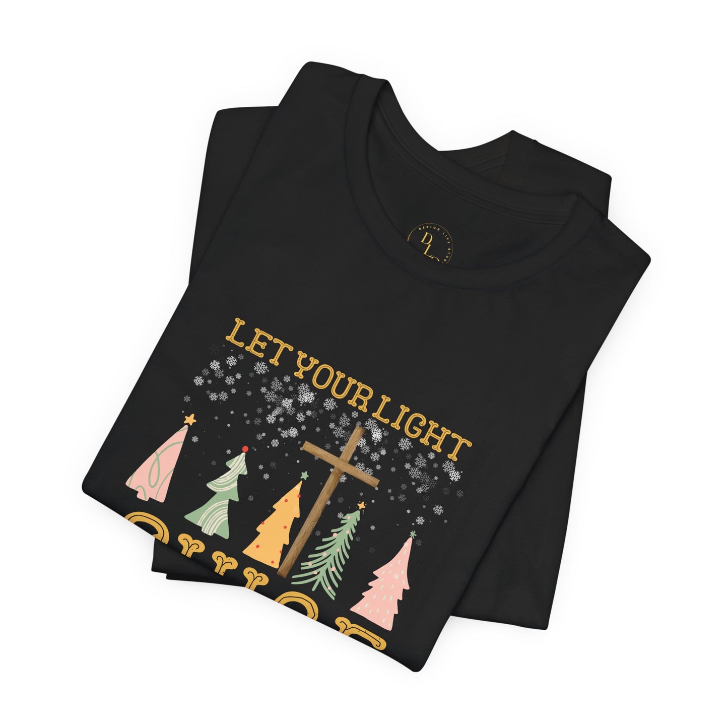 Let Your Light Shine Christmas Tee — Holiday Faith Tree Graphic T-Shirt