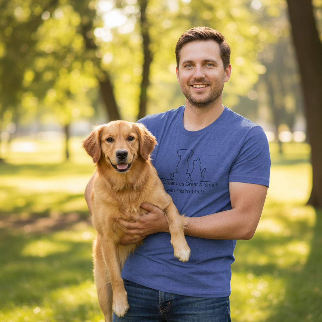 Pets & Faith Unisex Tee - All Creatures Great & Small, Cat & Dog T-Shirt, Animal Lovers Shirt, Bible Verse Tee, Christian Gift