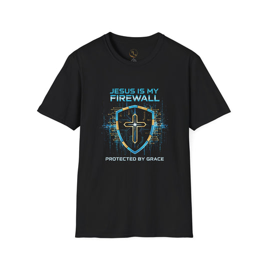 Jesus Is My Firewall T-Shirt | Christian Shield Cross Design