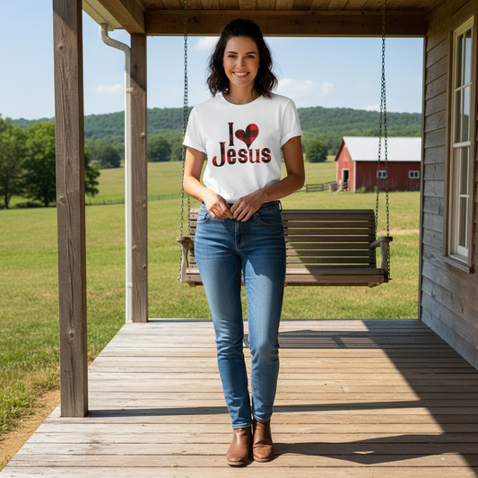 I LOVE Jesus - Jersey Short Sleeve Tee