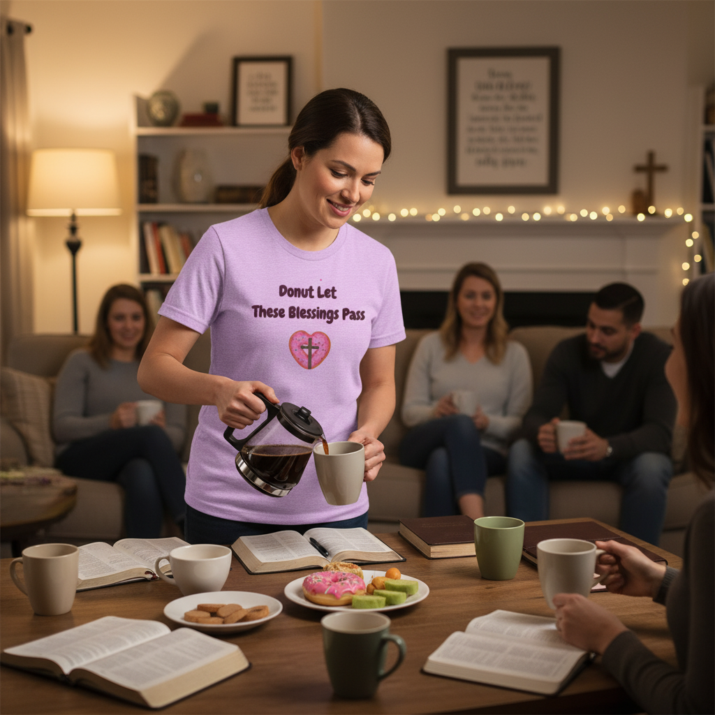 Donut Let These Blessings Pass Tee, Funny T-Shirt, Faith-based Gift, Christian Apparel, Cute Graphic Tee, Summer Style