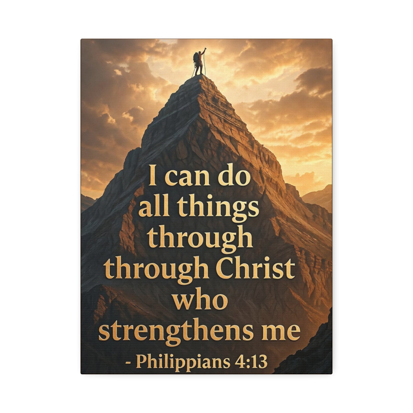 Philippians 4:13 Mountain Canvas Print — Inspirational Christian Wall Art