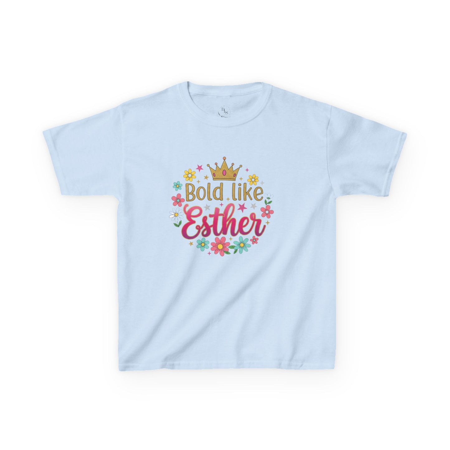 Kids Tee — "Bold Like Esther" Floral Crown Inspirational Shirt