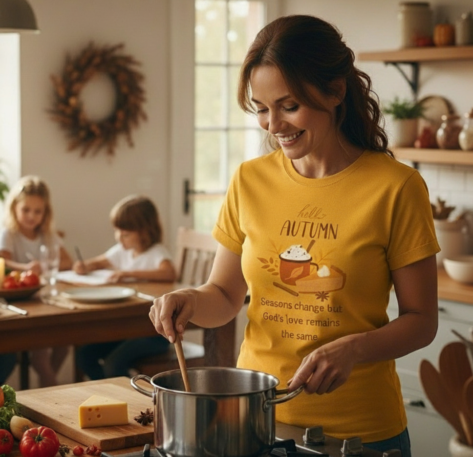 Hello Autumn Christian T-Shirt – God's Love Never Changes