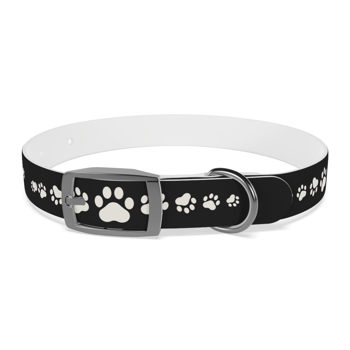 Red Paw Print Dog Collar — Durable Adjustable Pet Collar for Small & Medium Dogs