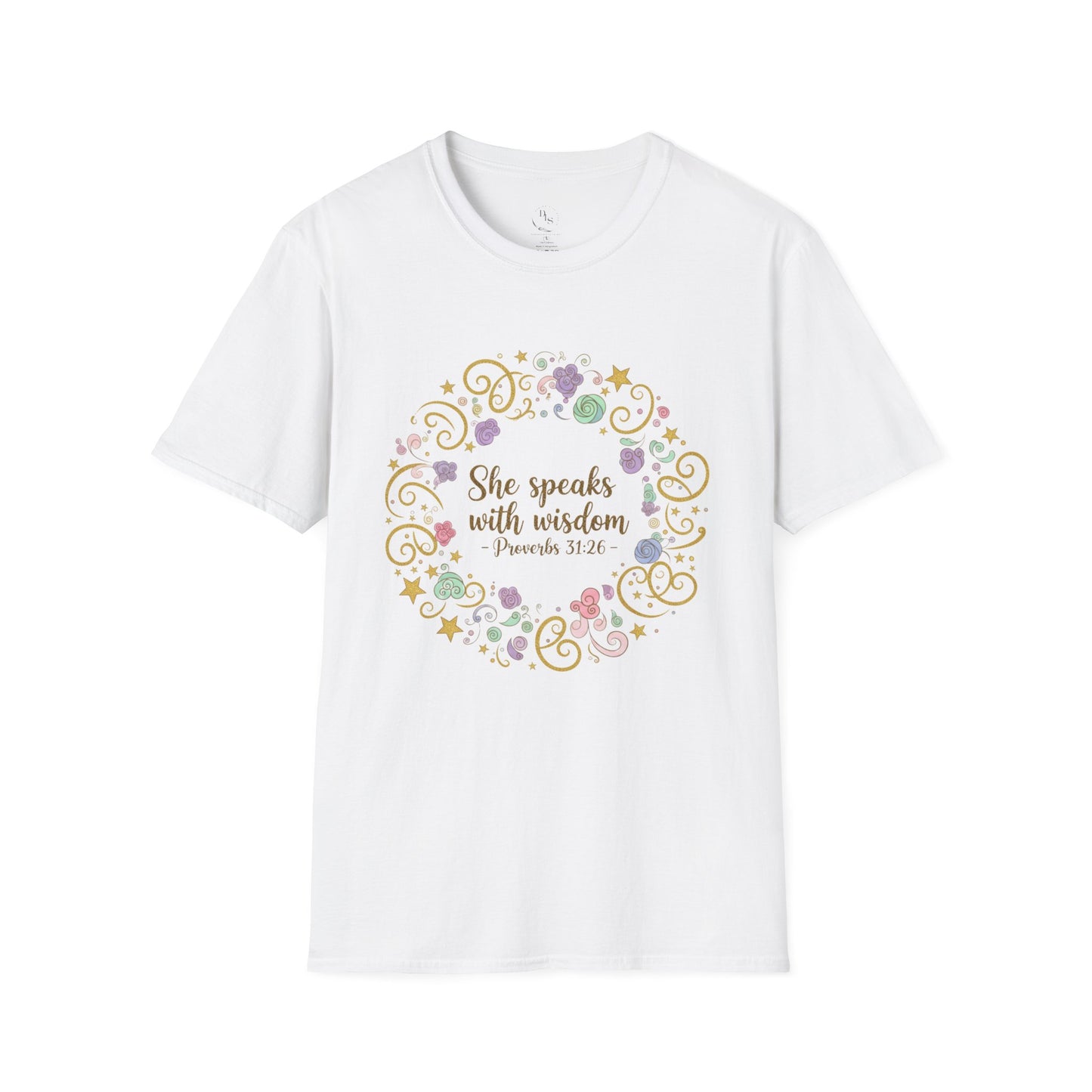 She Speaks with Wisdom Proverbs 31:26 Floral Bible Verse T-Shirt