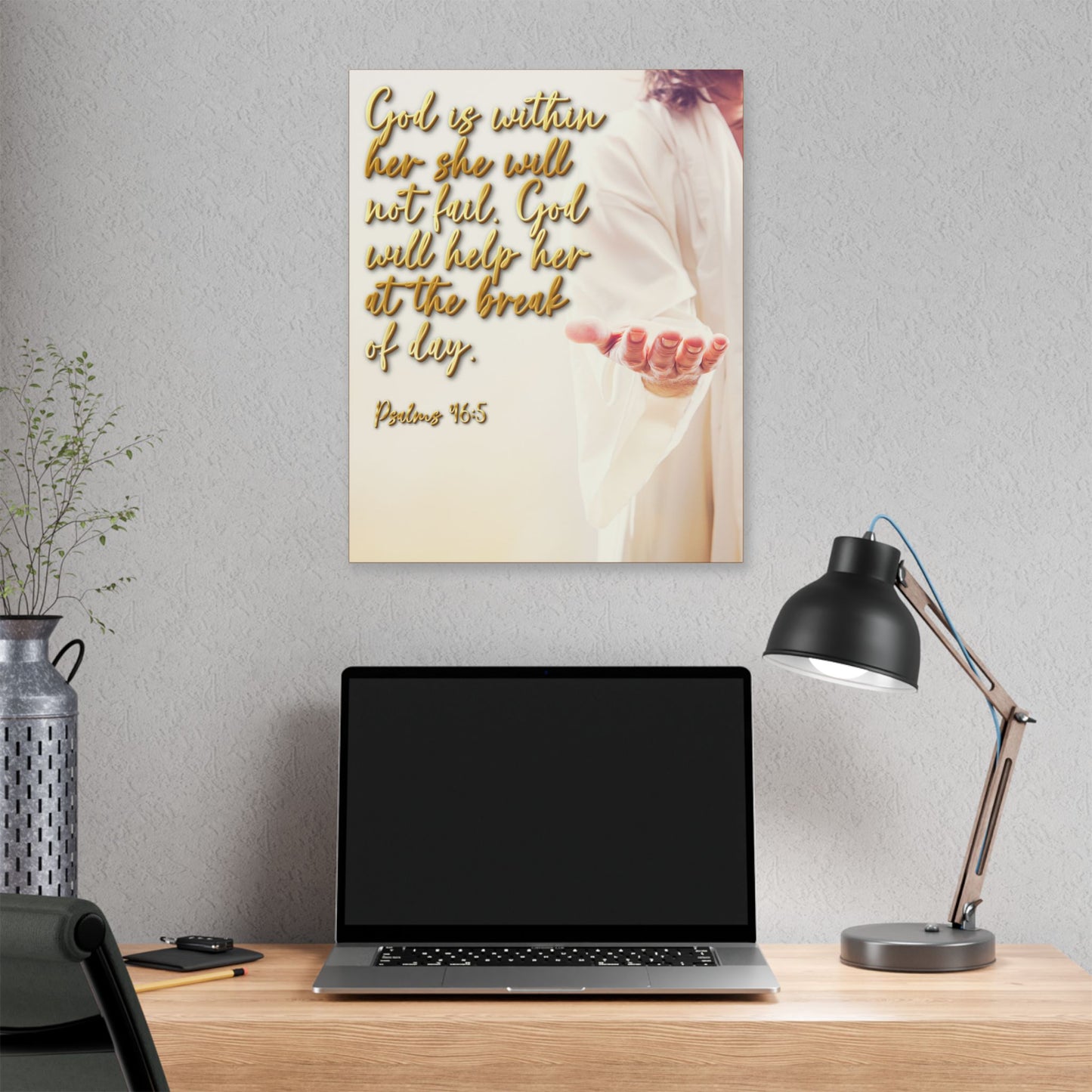 Psalm 46:5 Canvas Wall Art - Inspirational Christian Scripture Print