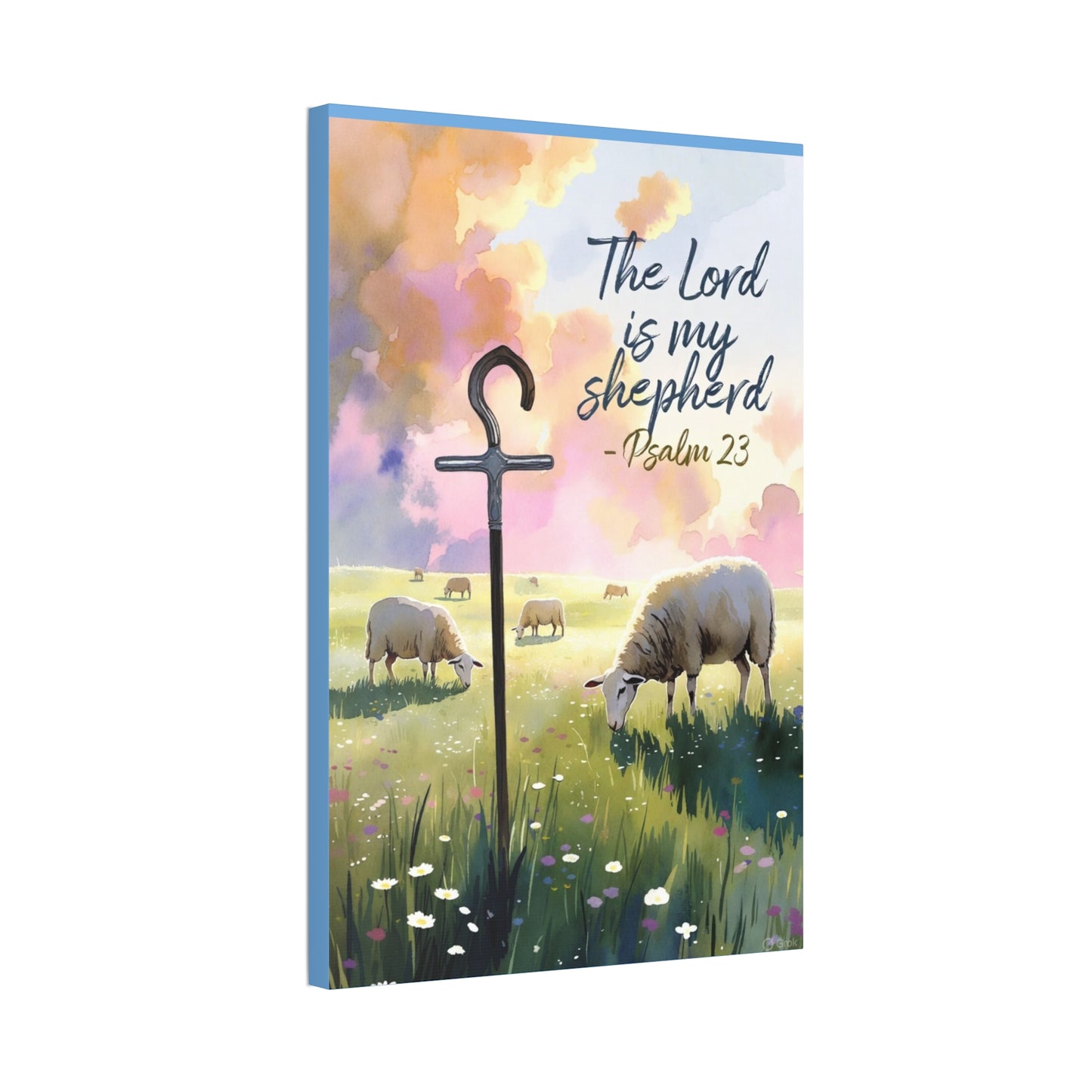 Psalm 23 Canvas Wall Art – “The Lord is My Shepherd” Stretched Canvas