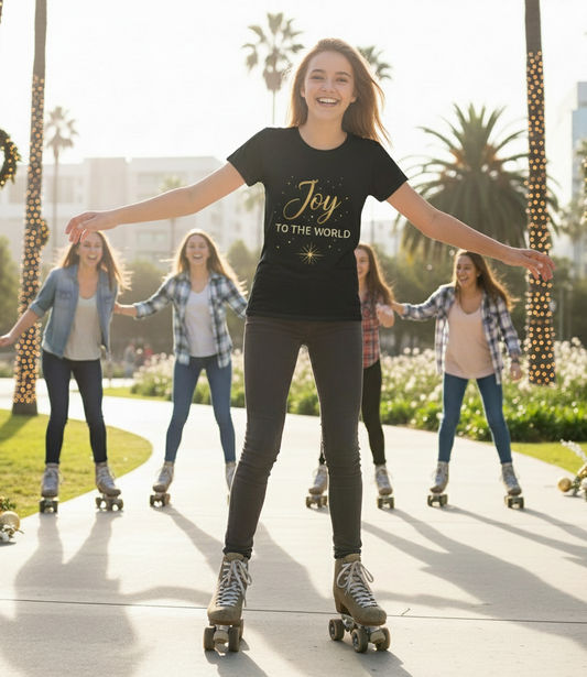 Joy to the World Christmas T‑Shirt — Festive Gold Holiday Tee