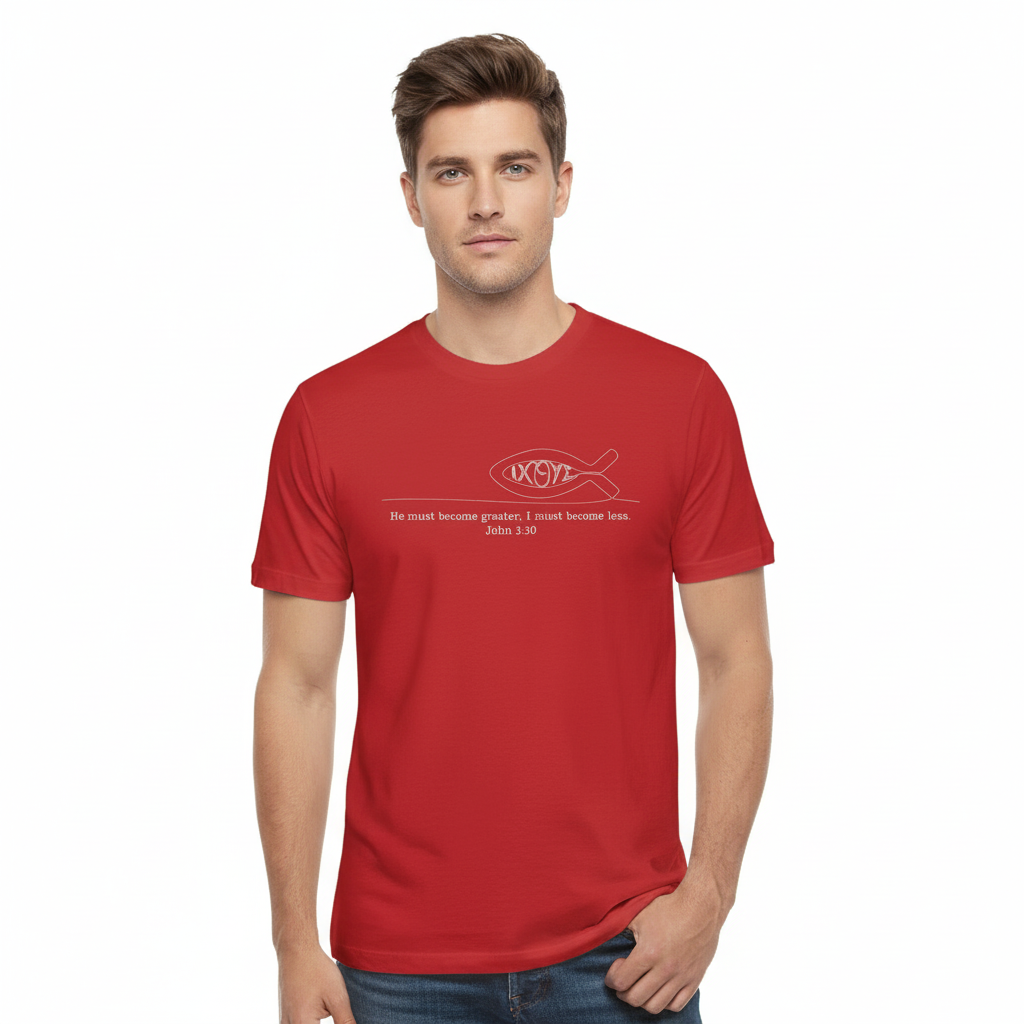 John 3:30 He must become greater I must become less minimalist t shirt Jersey Short Sleeve Tee