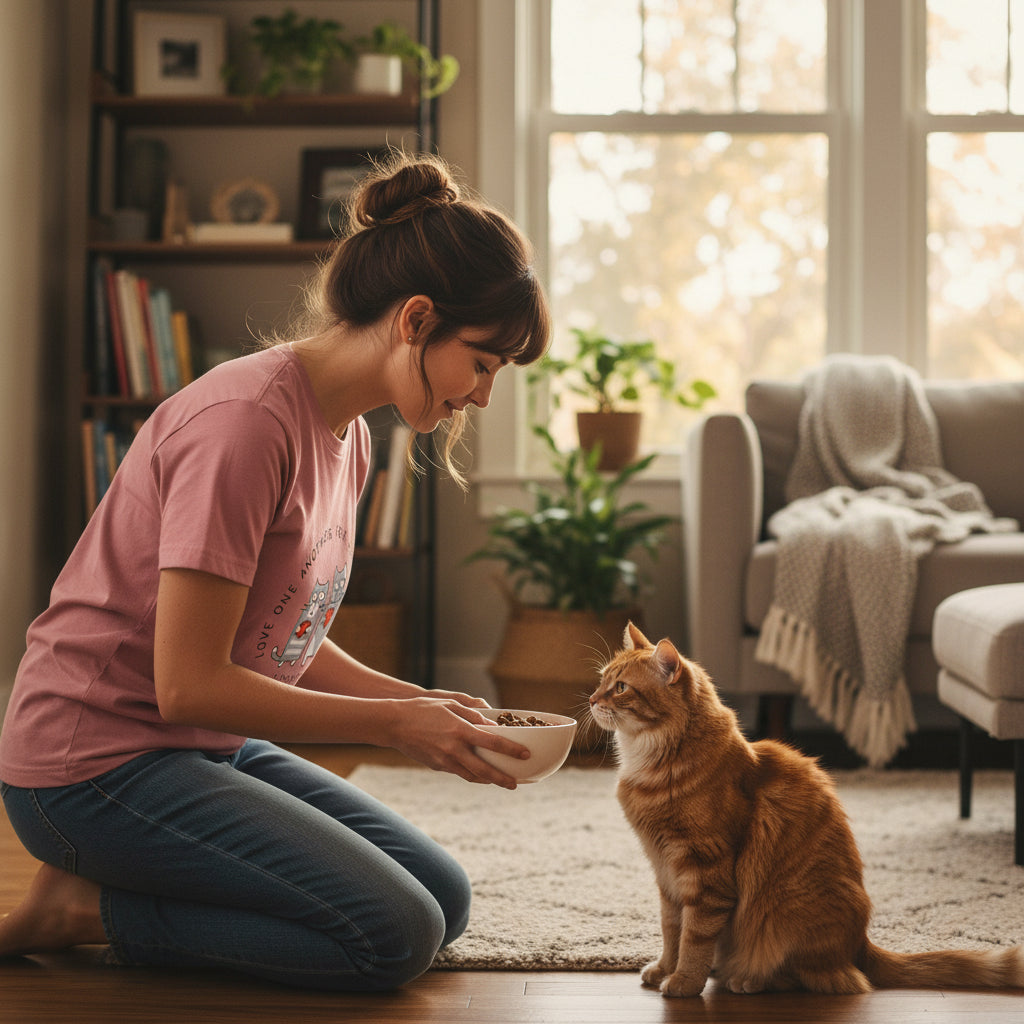 Cat Love Unisex Short Sleeve Tee, Cute Animal Tee, Inspirational Shirt, Gift for Cat Lovers, Faith-Based Tee