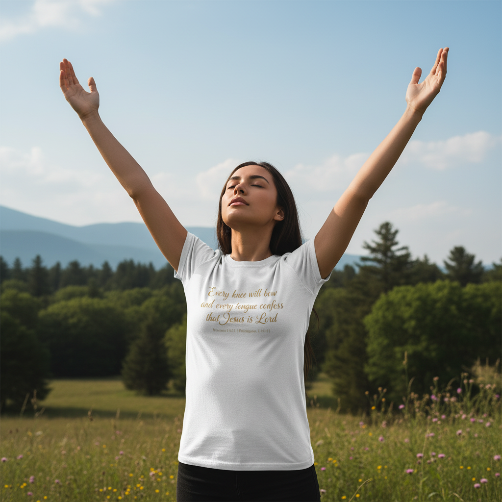 Every Knee Will Bow T-Shirt — Philippians 2:10 Christian Faith Tee