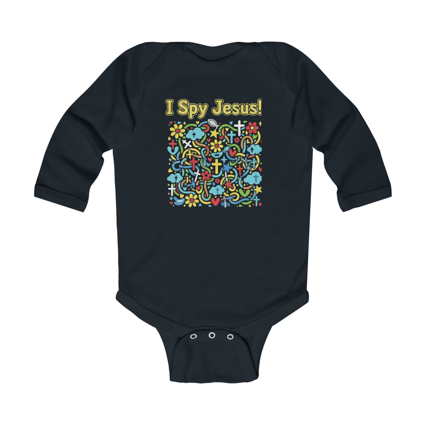 I Spy Jesus Infant Long Sleeve Bodysuit - Cute Christian Baby Clothes