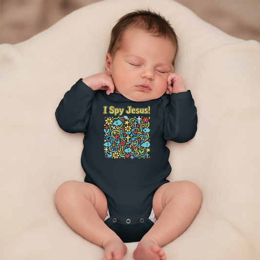 I Spy Jesus Infant Long Sleeve Bodysuit - Cute Christian Baby Clothes