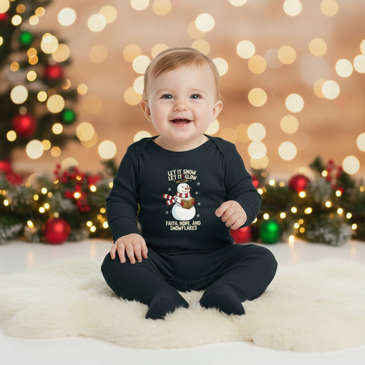 Christmas Infant Long Legged Bodysuit - "Let It Snow" Holiday Outfit