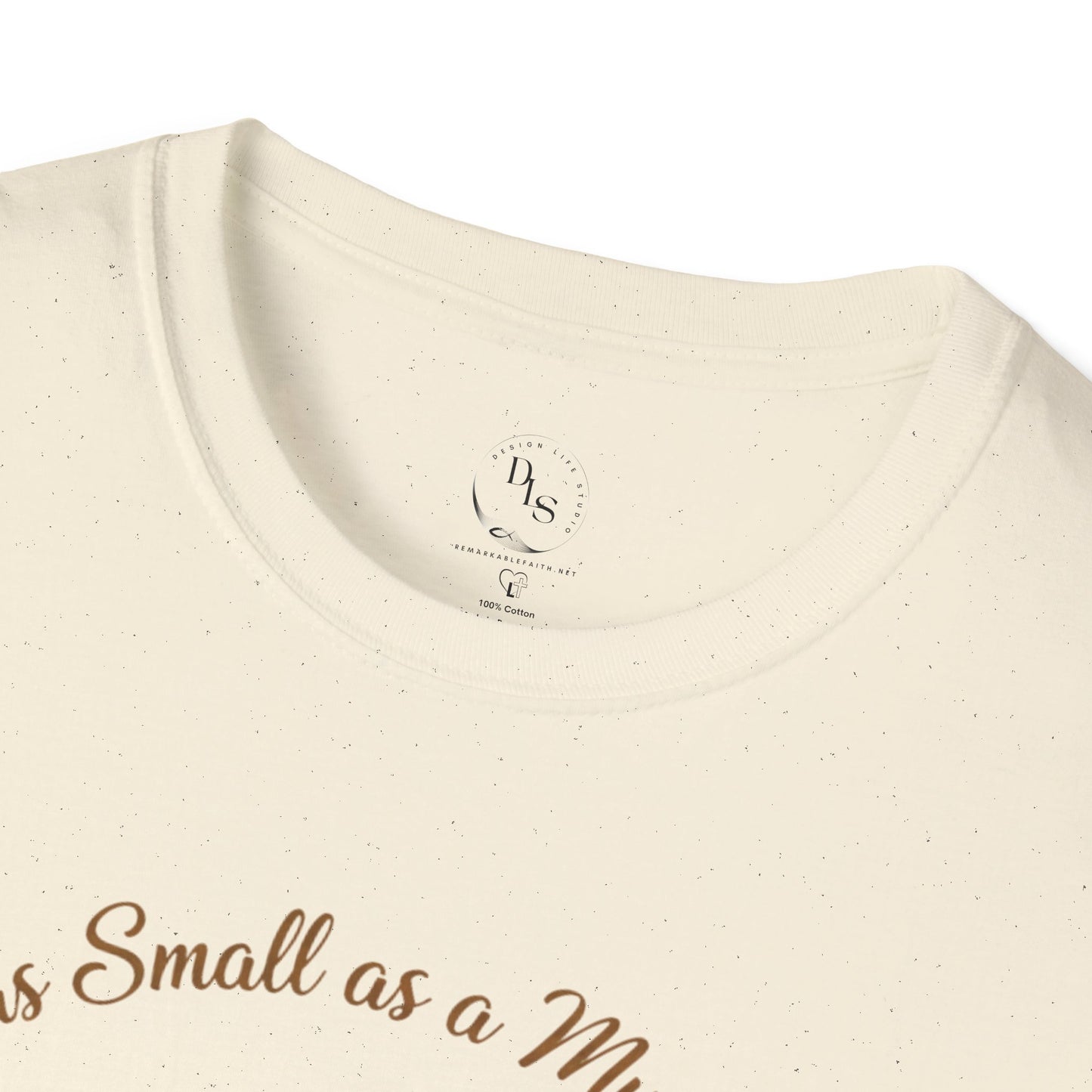 Faith as Small as a Mustard Seed T-Shirt — Heart Patchwork Matthew 17:20 Christian Tee