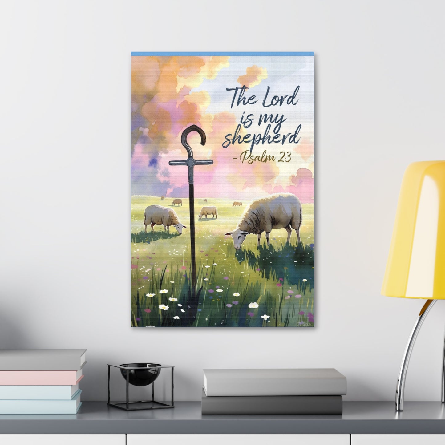 Psalm 23 Canvas Wall Art – “The Lord is My Shepherd” Stretched Canvas