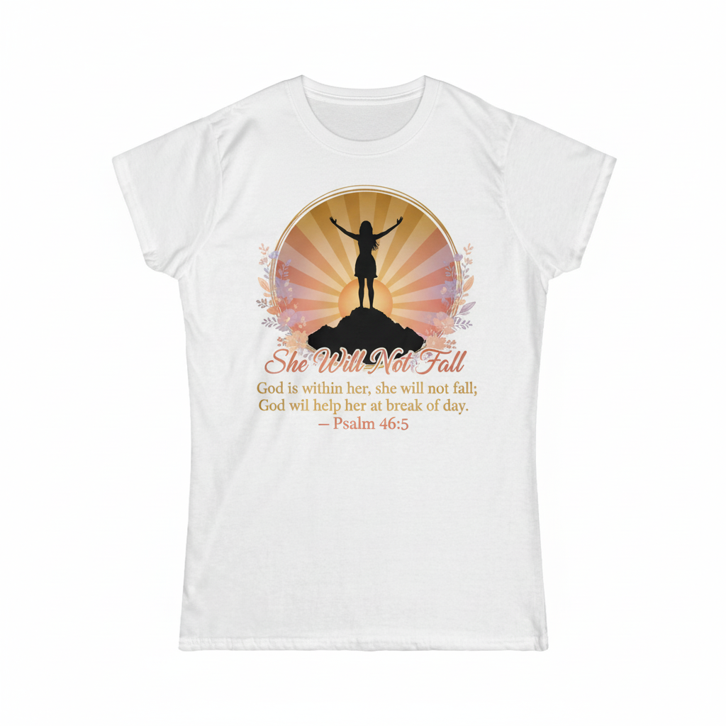 God Is Within Her Floral Women's Tee — Psalm 46:5 Inspirational Fall Shirt