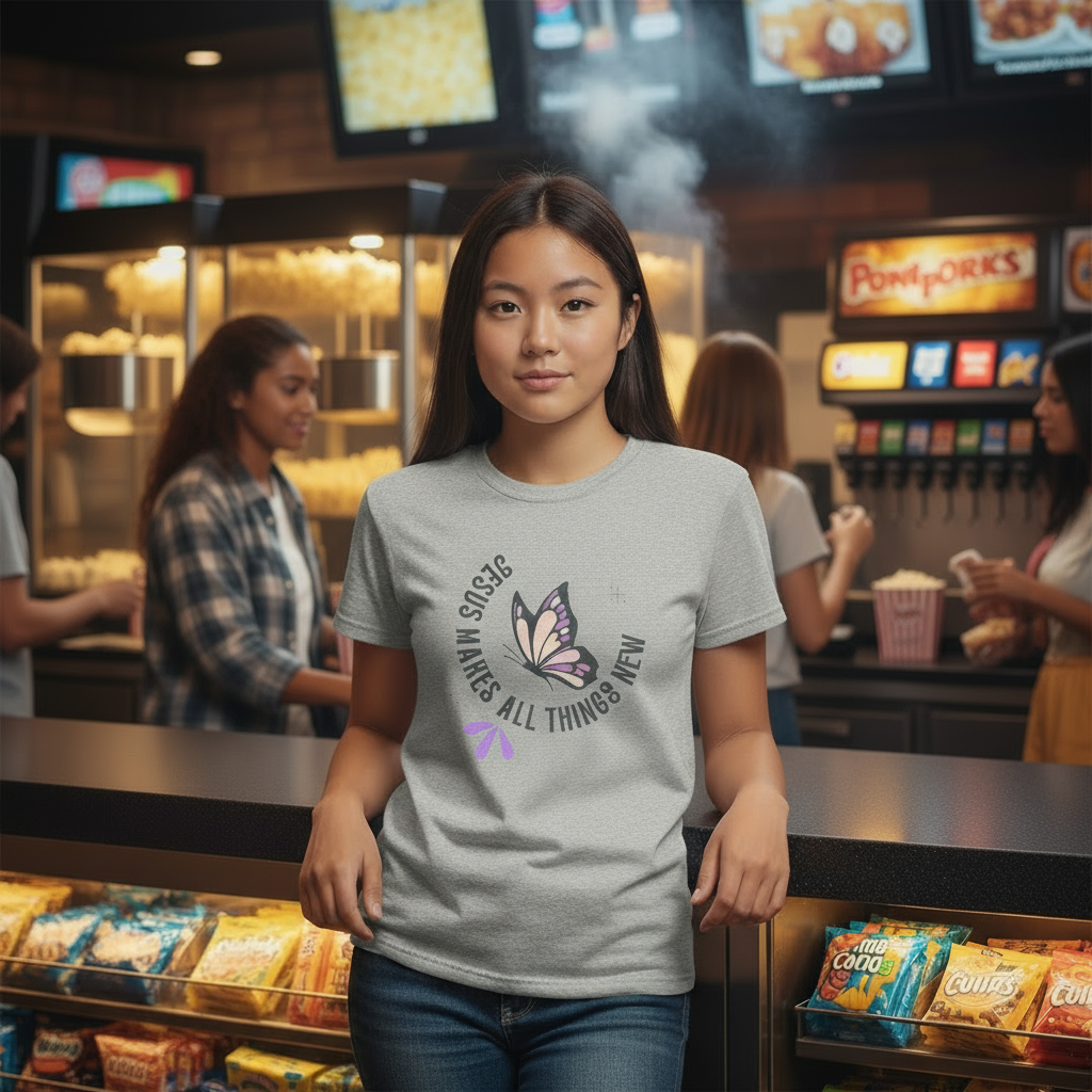 Butterfly Faith T-Shirt — "Jesus Makes All Things New" Christian Inspirational Tee