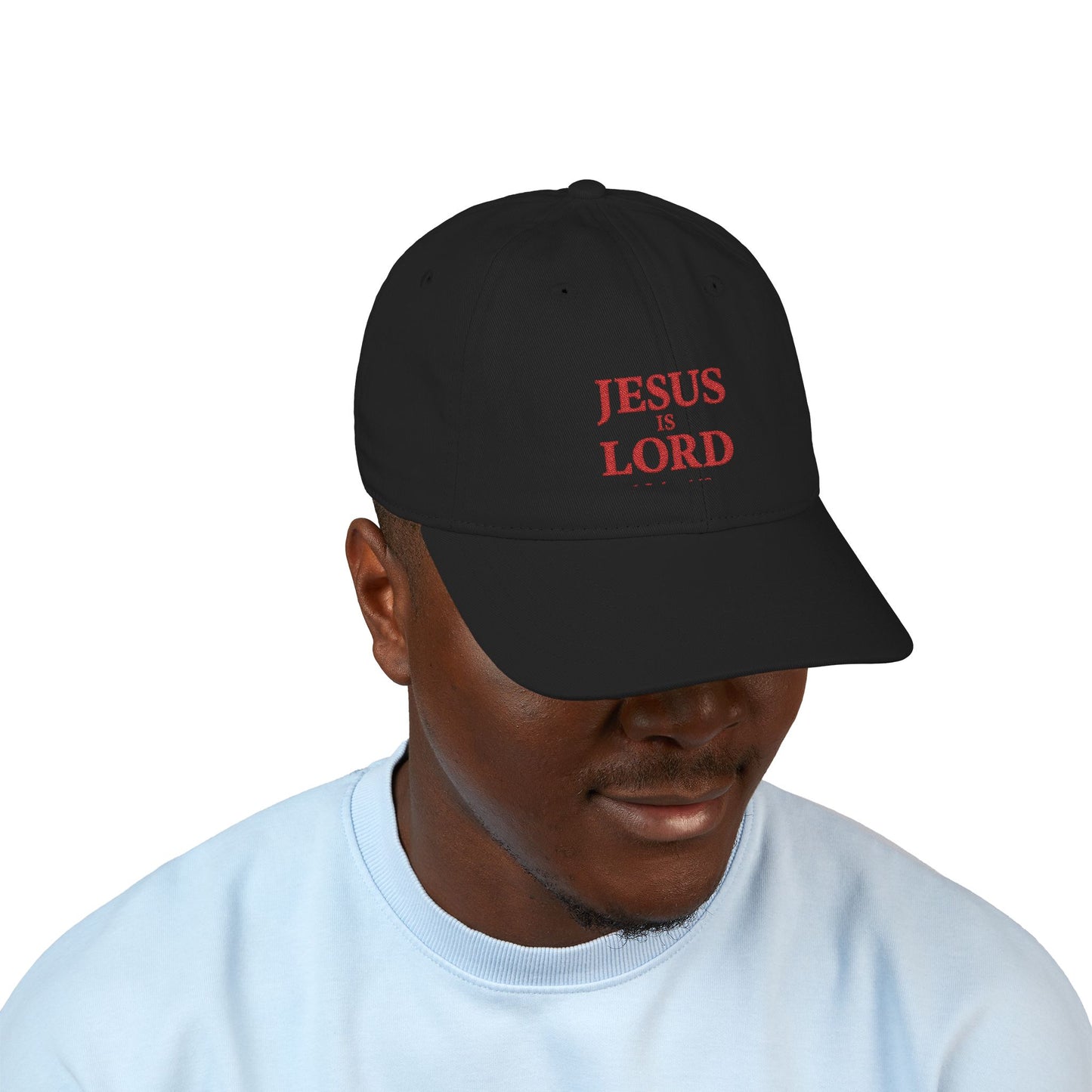 Jesus Is Lord Embroidered Organic Baseball Cap — Faith Hat for Church, Gifts & Christian Events