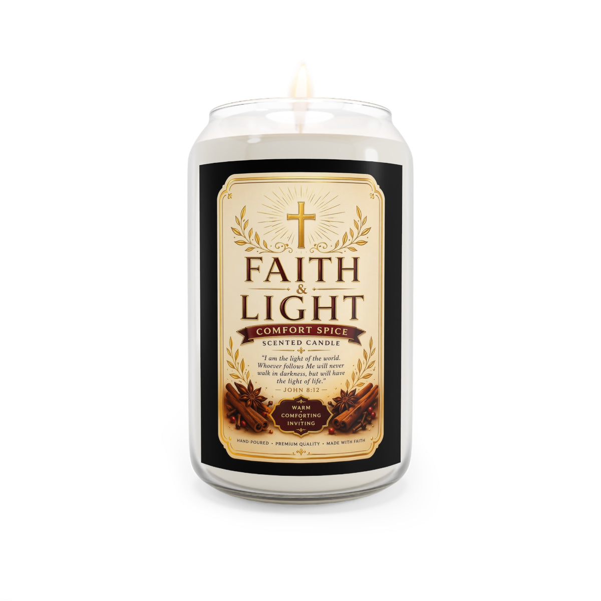 Faith & Light Comfort Spice Candle, Soy Jar Candle 13.75oz