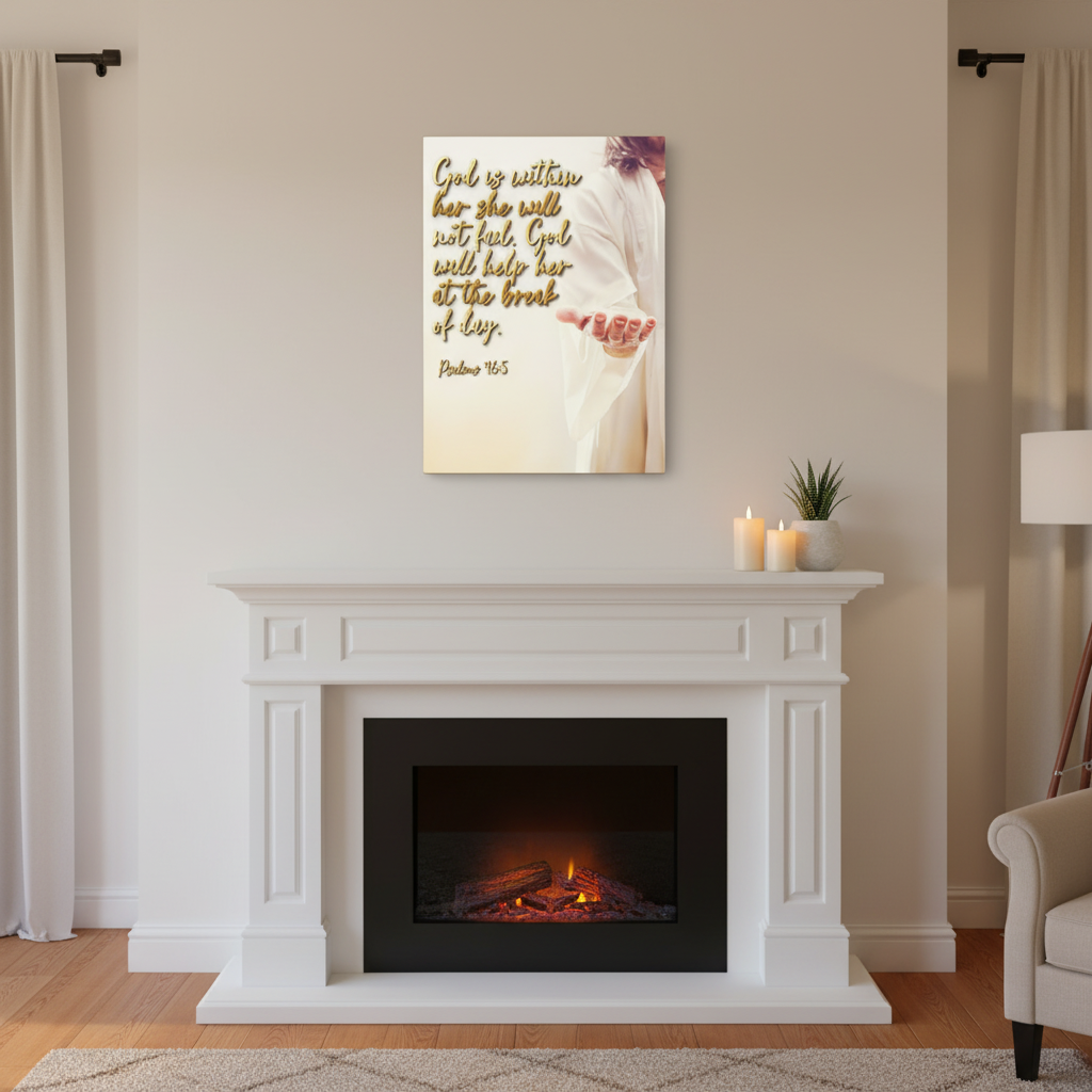 Psalm 46:5 Canvas Wall Art - Inspirational Christian Scripture Print