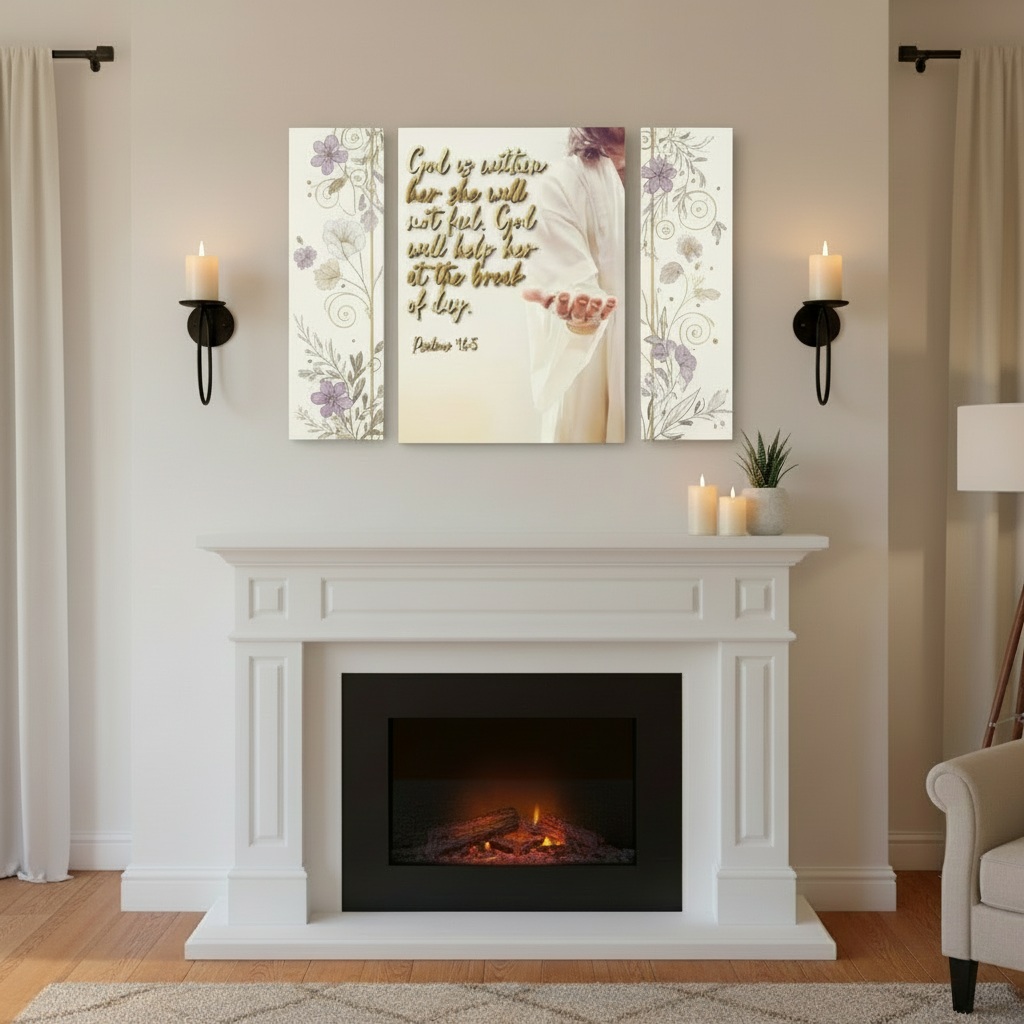 Psalm 46:5 Canvas Wall Art - Inspirational Christian Scripture Print