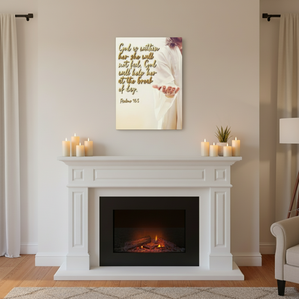 Psalm 46:5 Canvas Wall Art - Inspirational Christian Scripture Print
