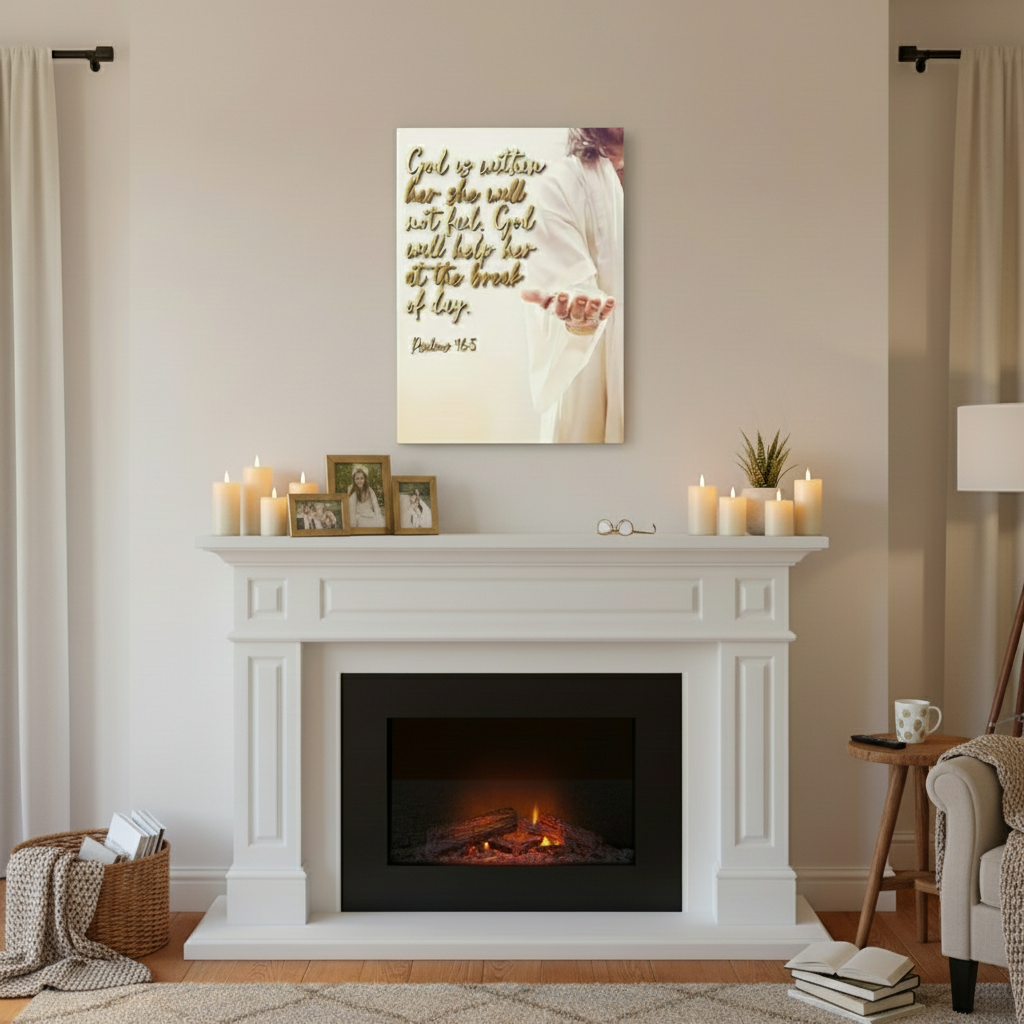 Psalm 46:5 Canvas Wall Art - Inspirational Christian Scripture Print