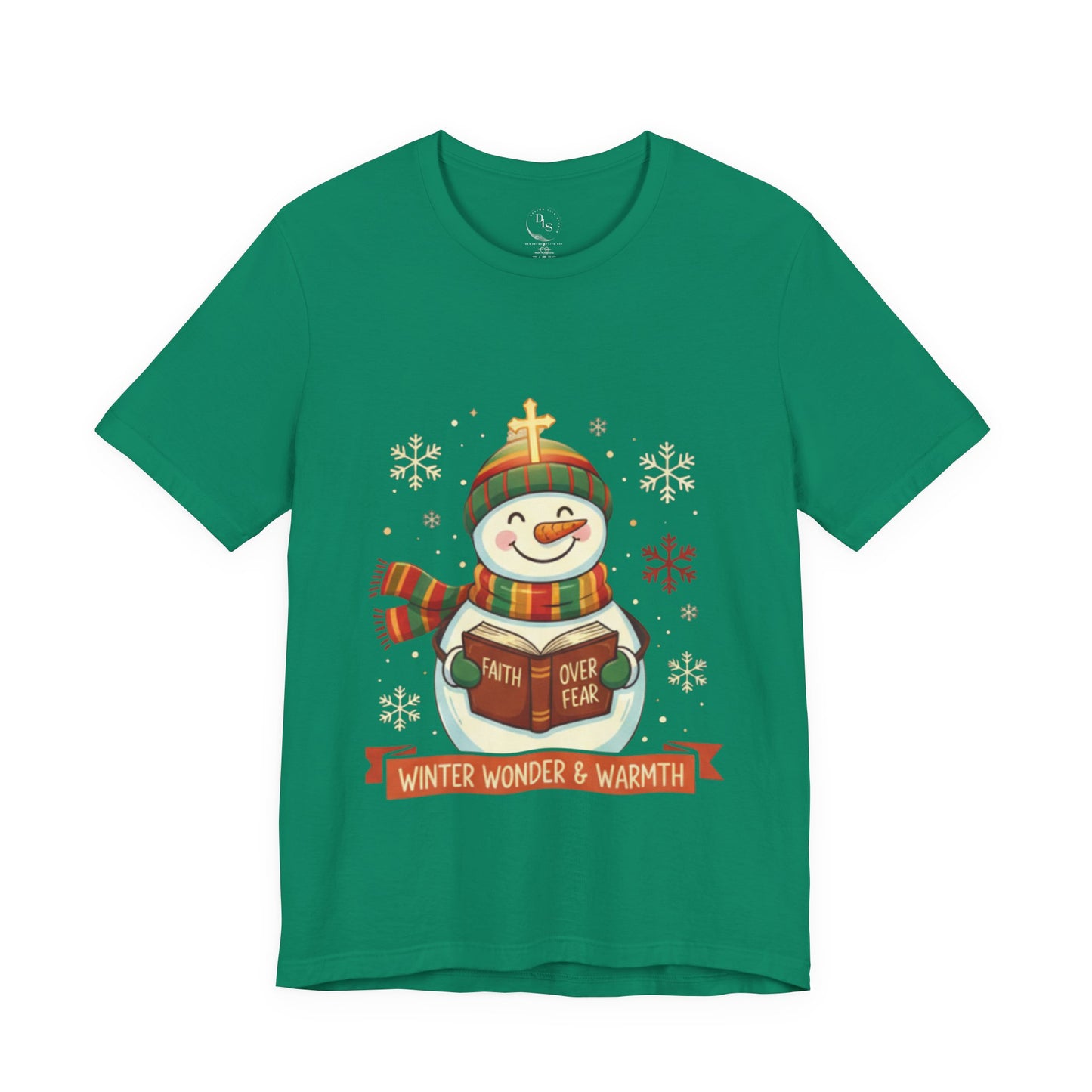 Winter Wonder Warmth Snowman Christmas Tee - Faith Over Fear Snowman Design