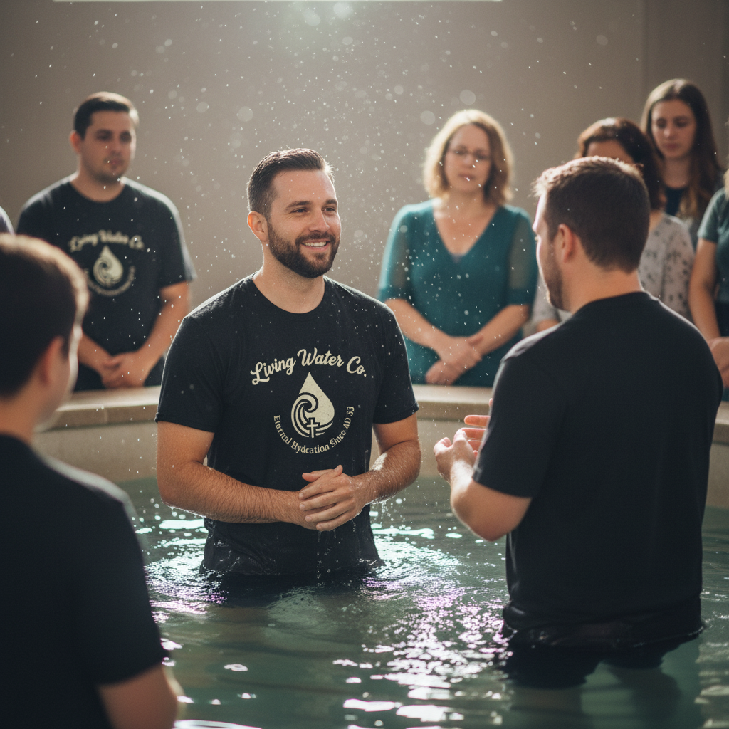 Living Waters Co. Logo Tee — Coastal Surf & Spiritual Inspired White T‑Shirt