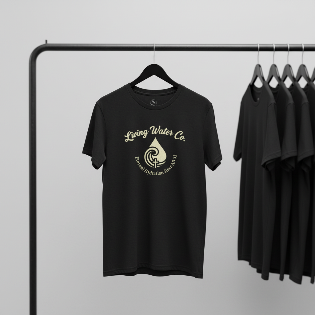 Living Waters Co. Logo Tee — Coastal Surf & Spiritual Inspired White T‑Shirt