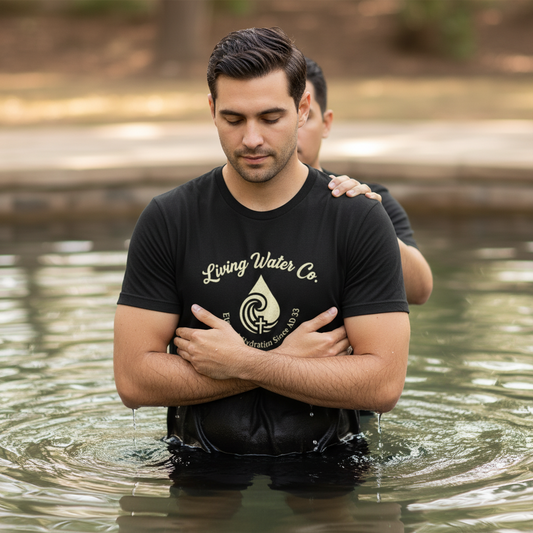Living Waters Co. Logo Tee — Coastal Surf & Spiritual Inspired White T‑Shirt