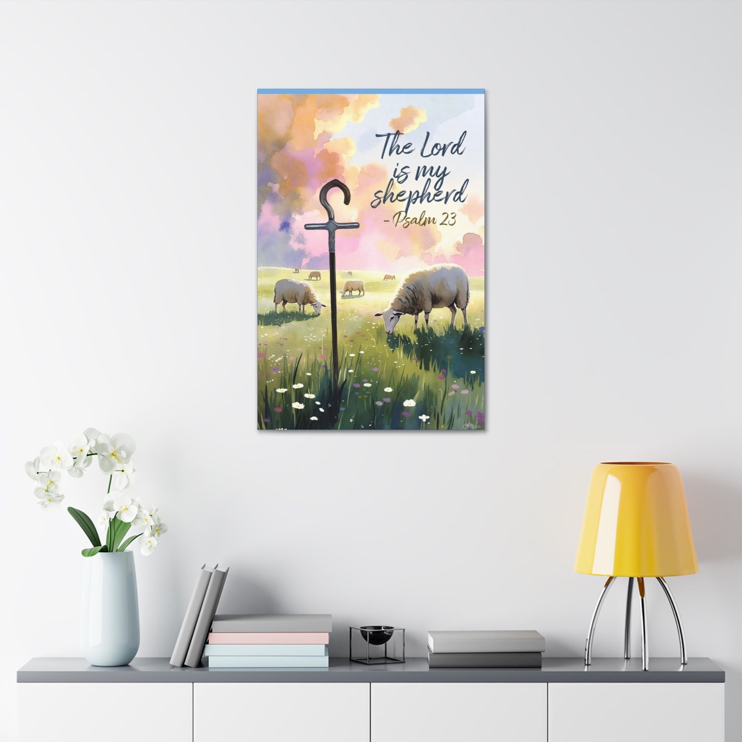 Psalm 23 Canvas Wall Art – “The Lord is My Shepherd” Stretched Canvas