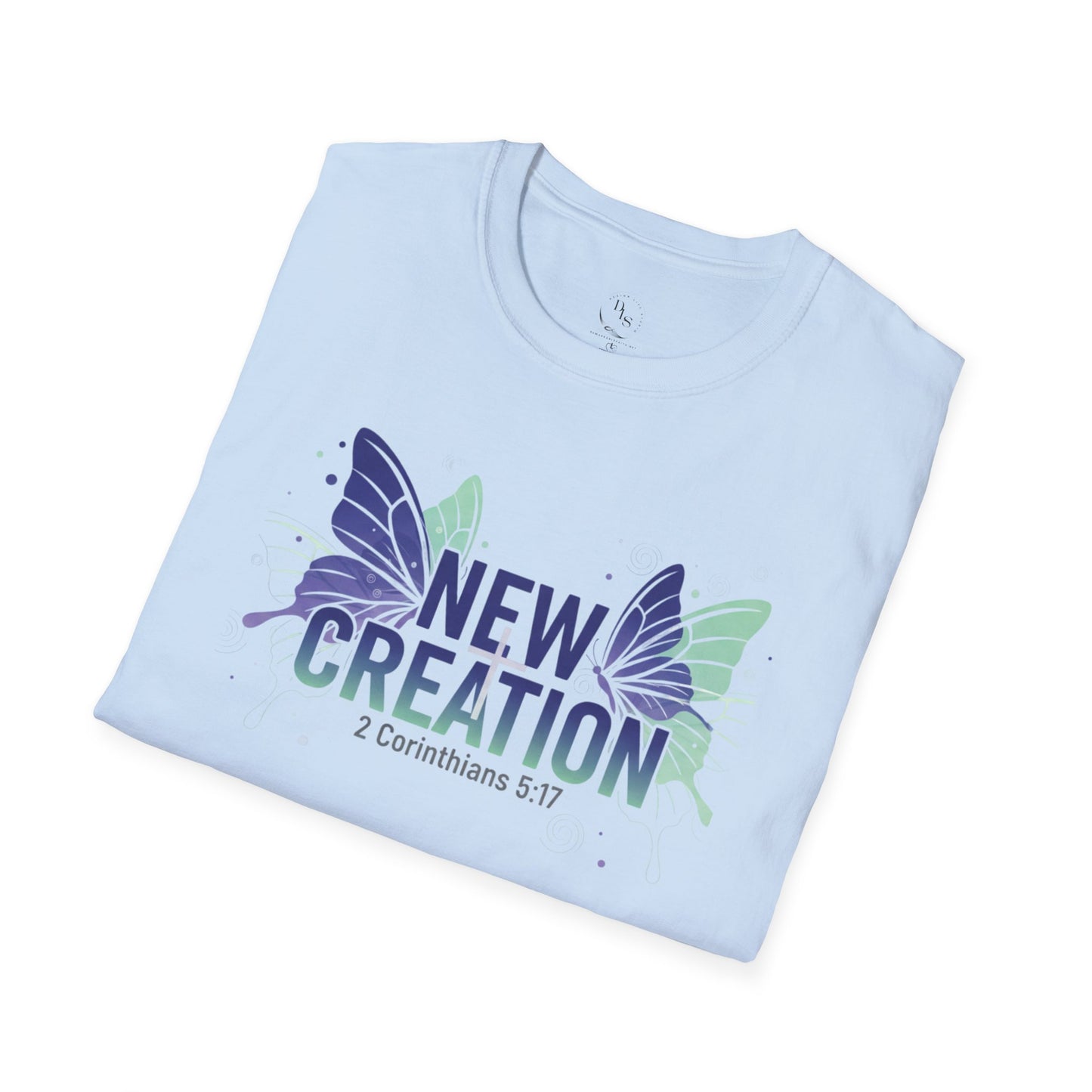 New Creation Butterfly Cross T-Shirt — 2 Corinthians 5:17 Christian Tee