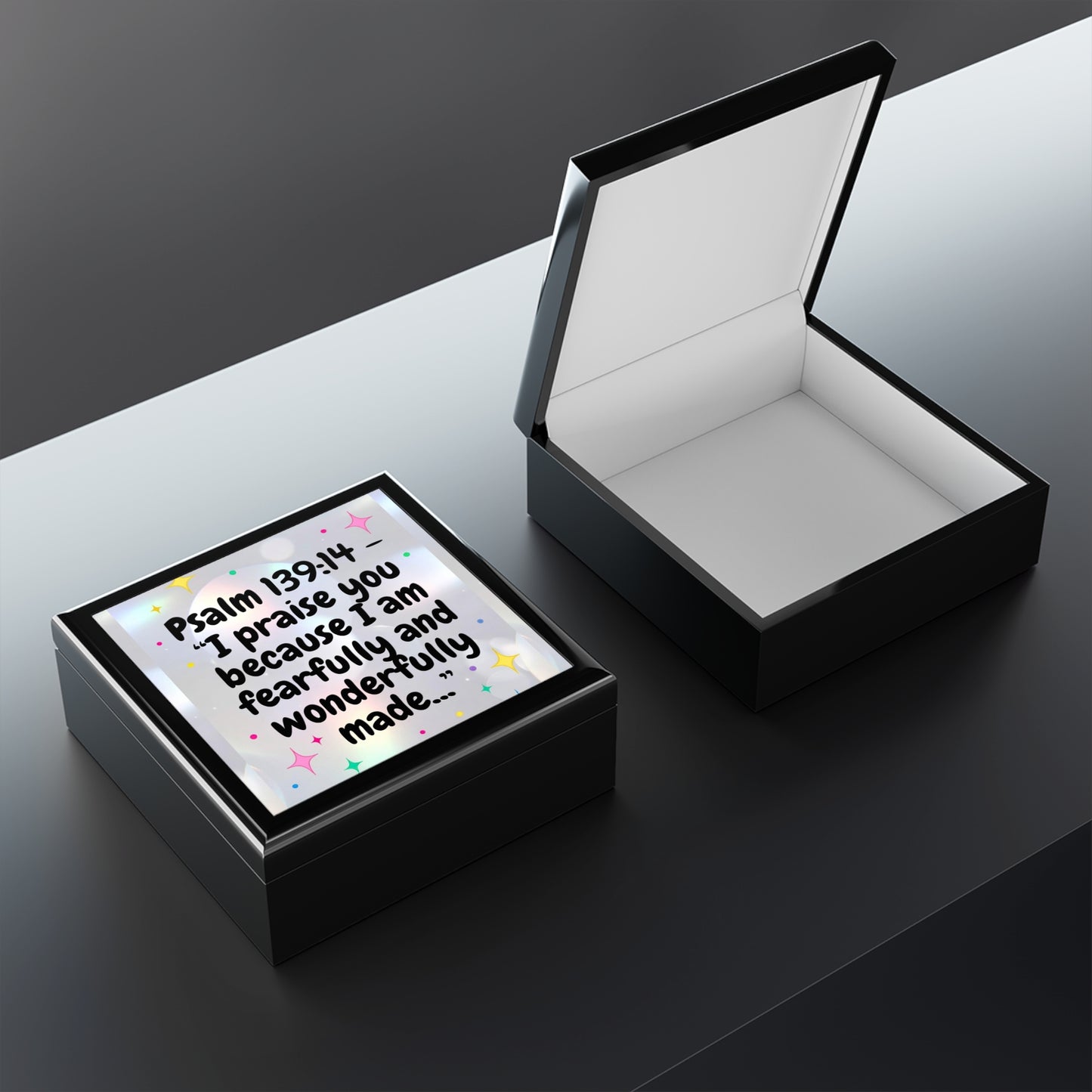 Psalm 139:14 Jewelry Box — 'I praise you because I am fearfully and wonderfully made' Inspirational Keepsake Box