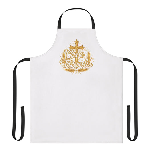 Give Thanks Religious Apron – Christian Cross Thanksgiving Kitchen Apron