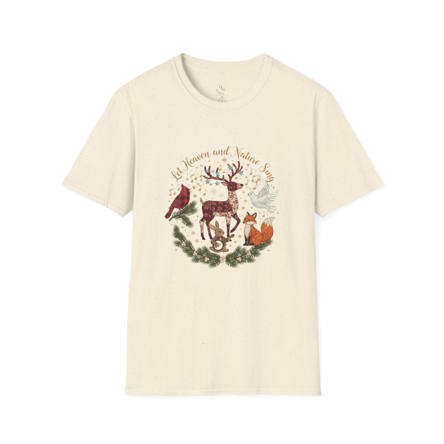 Woodland Christmas Tee — 'Believe in Heaven and Nature Again' Deer & Forest Animals T-Shirt