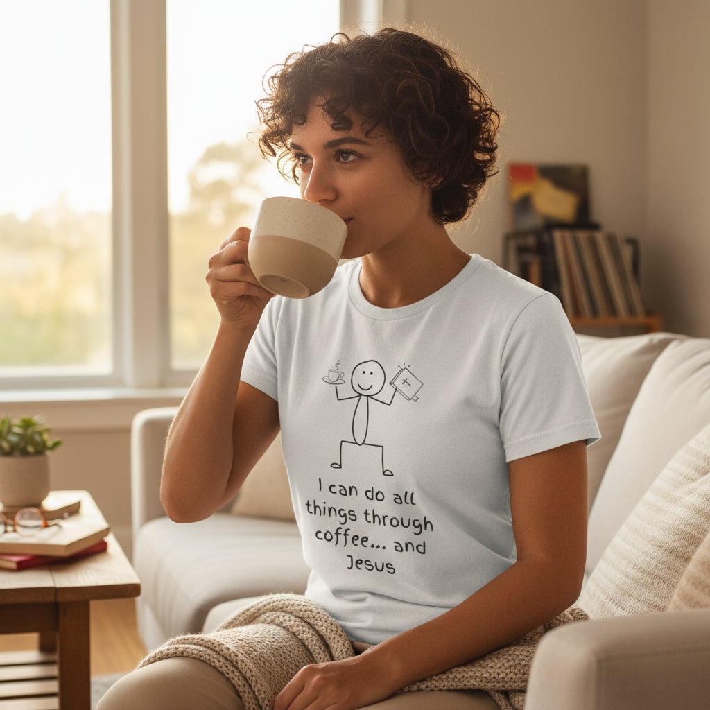 I can do all things through coffee and Jesus Christian humor shirt