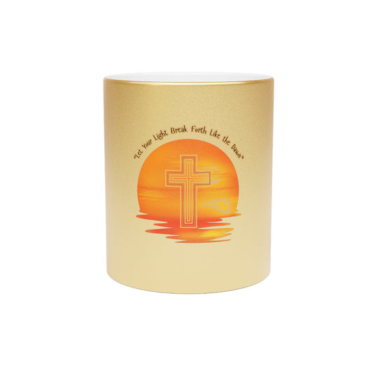 Inspirational Metallic Mug - Silver/Gold, Christian Coffee Cup, Faith Gift, Morning Motivation, Beautiful Sunset Design
