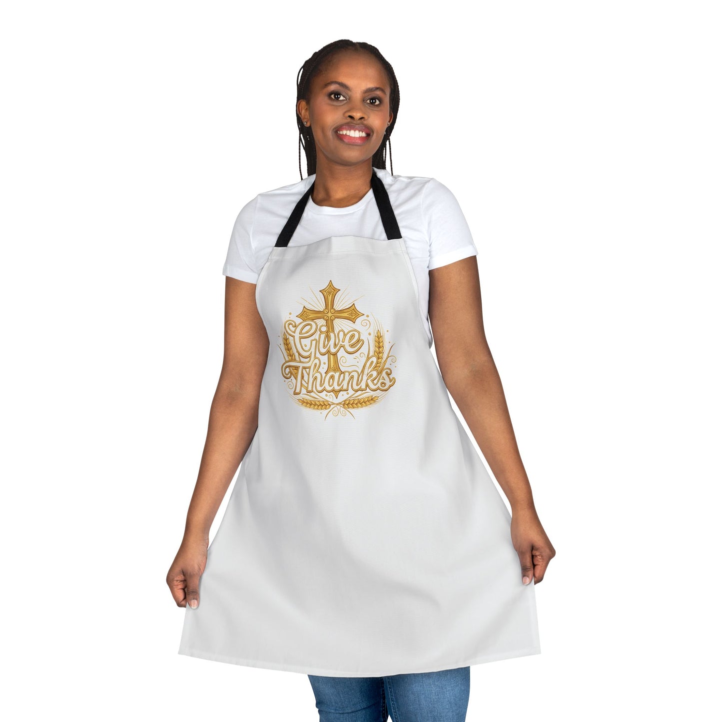 Give Thanks Religious Apron – Christian Cross Thanksgiving Kitchen Apron
