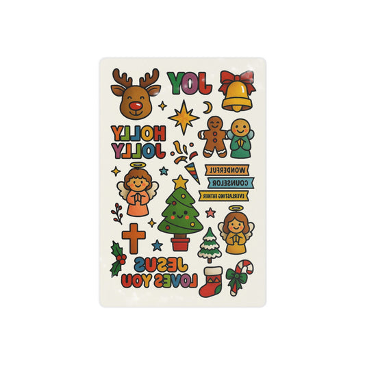 Christmas Kids Temporary Tattoos — Holly Jolly Religious Holiday Sticker Sheet