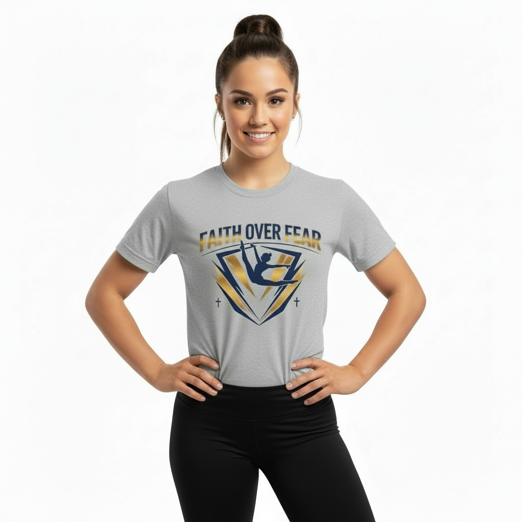 Faith Over Fear Gynastic Inspired T-Shirt — Inspirational Christian Surfing Graphic Tee