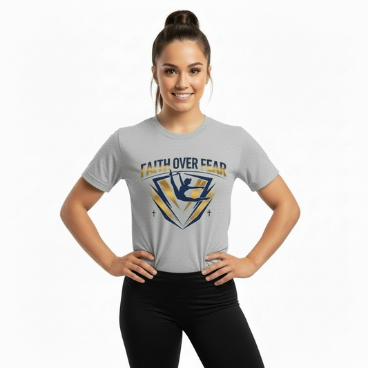 Faith Over Fear Gynastic Inspired T-Shirt — Inspirational Christian Surfing Graphic Tee