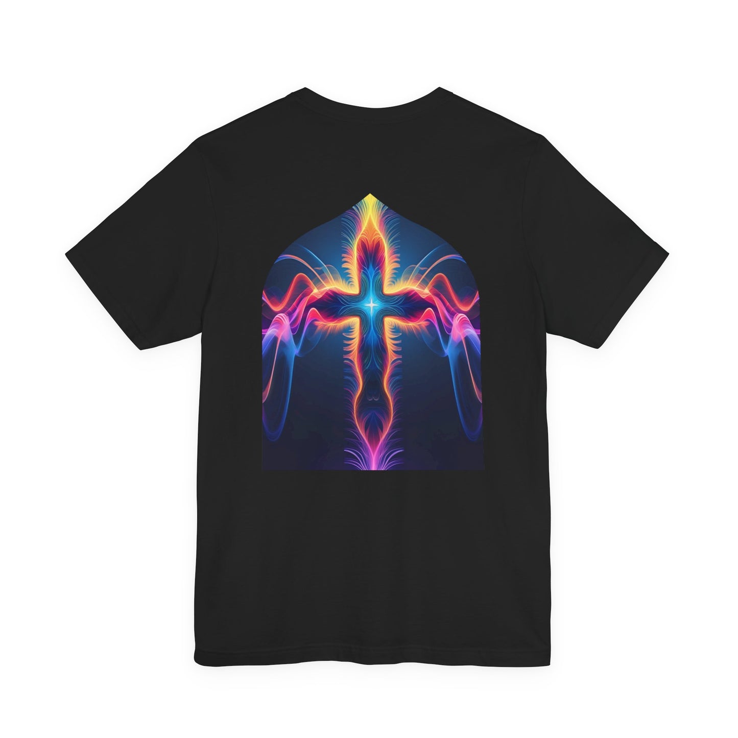 Wired for Worship.  Electric Cross Graphic Tee - Unisex Jersey Short Sleeve Shirt