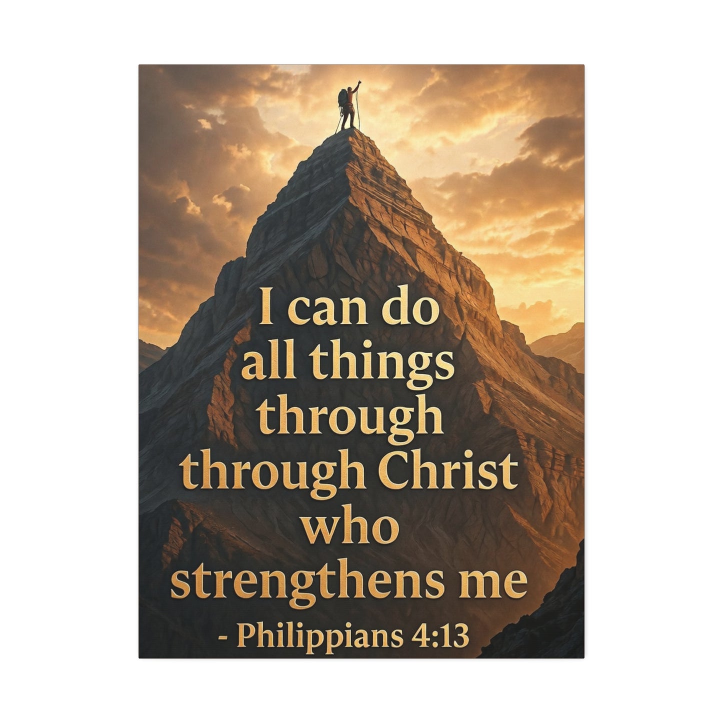 Philippians 4:13 Mountain Canvas Print — Inspirational Christian Wall Art