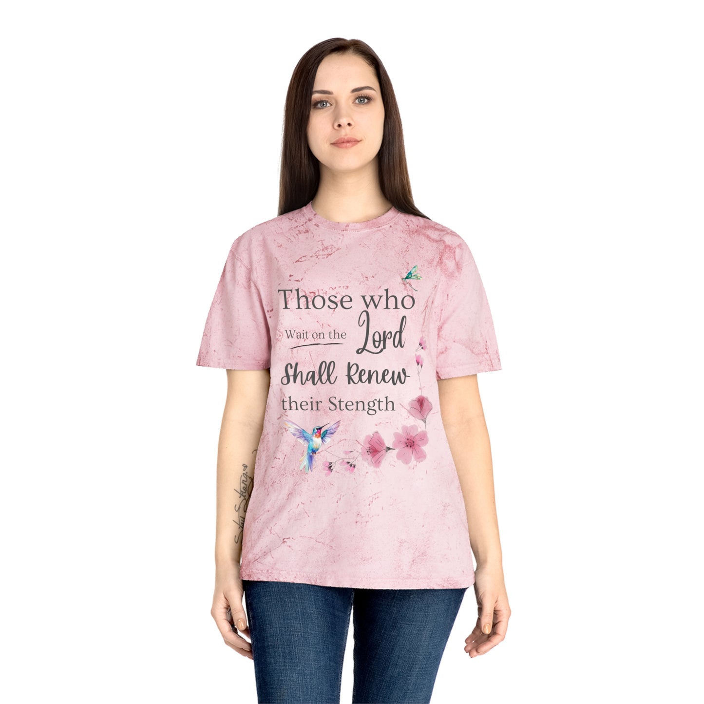 Inspirational Color Blast T-Shirt - "Those Who Wait on the Lord Shall Renew Their Strength"
