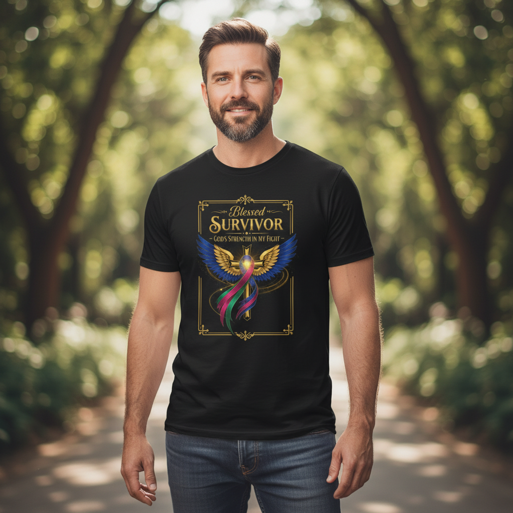 Survivor T-Shirt — "Blessed Survivor: God's Strength in My Fight" Inspirational Tee for those fighting cancer