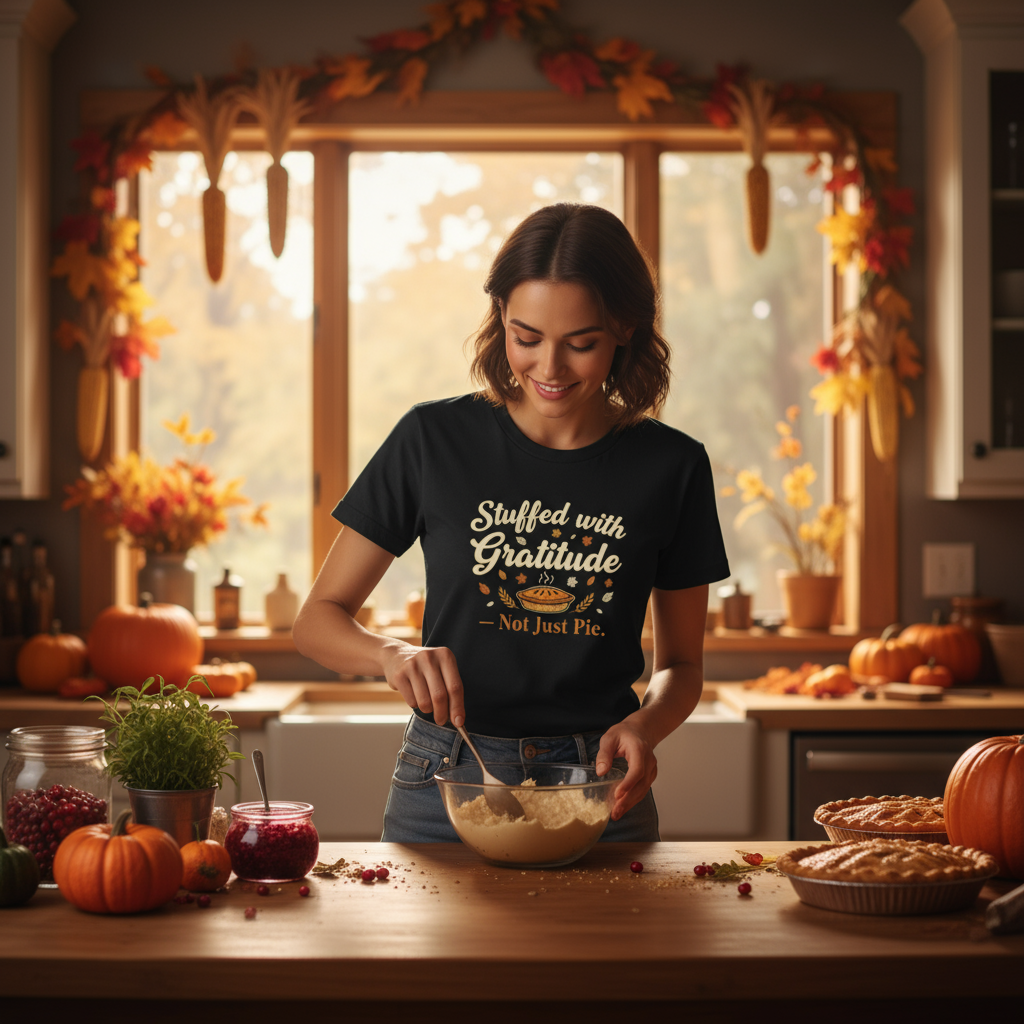 Stuffed with Gratitude Tee — Thanksgiving Pie Shirt