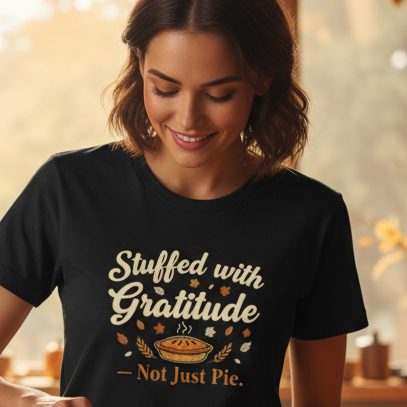 Stuffed with Gratitude Tee — Thanksgiving Pie Shirt